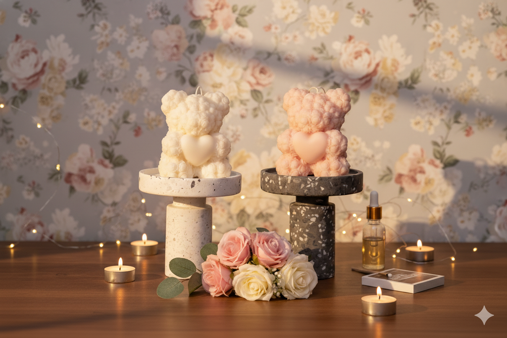 Handmade Rose Bear Candle - Unique Decorative Gift for Home Decor