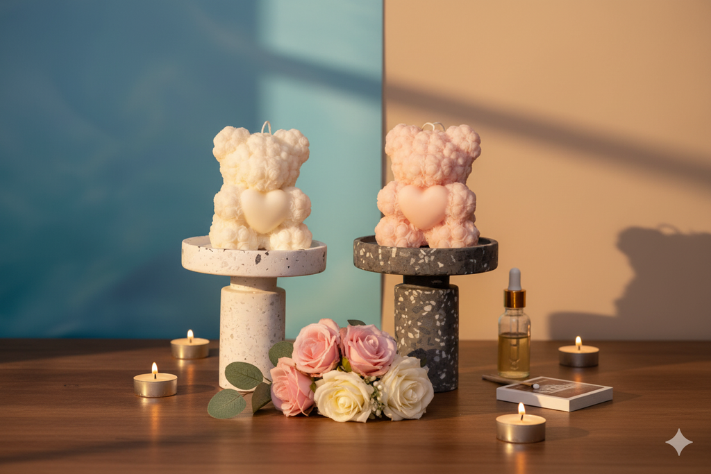 Handmade Rose Bear Candle - Unique Decorative Gift for Home Decor