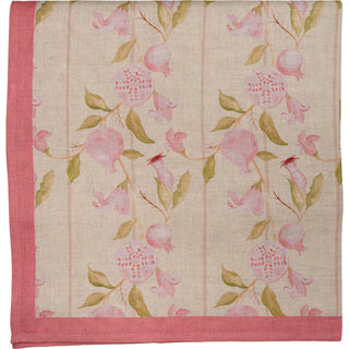 Red Apples Tablecloth / Pink and Green Pomegranate Tablecloth – Linen Cotton Blend Cotswolds Style Tablecloths