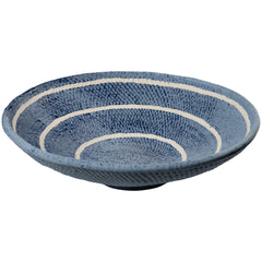 Blue Organic Basket Ceramic Plate – Handmade Portuguese Decorative Basket-Weave Plate