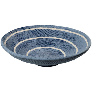 Blue Organic Basket Ceramic Plate – Handmade Portuguese Decorative Basket-Weave Plate