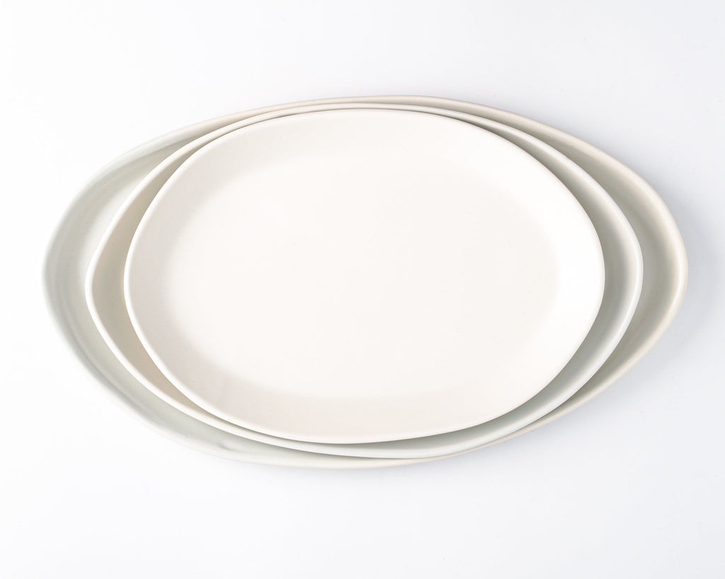 HAAND Oval Platter Set – 3-Piece Handcrafted Porcelain Serving Collection