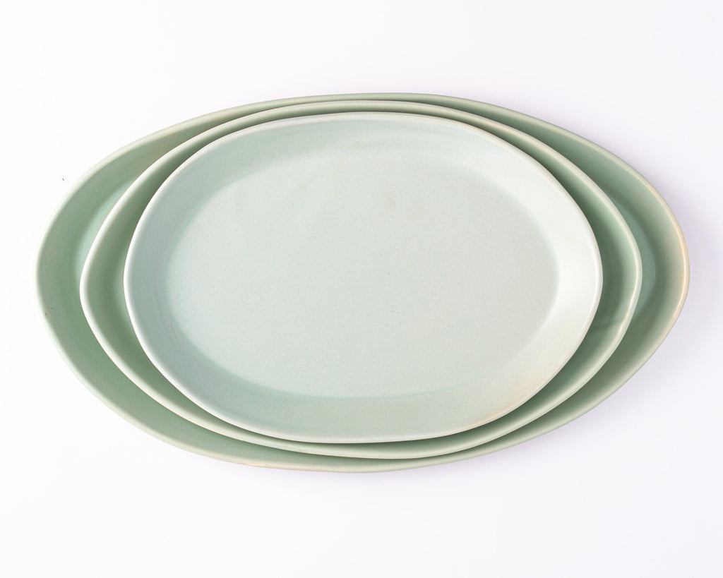 HAAND Oval Platter Set – 3-Piece Handcrafted Porcelain Serving Collection