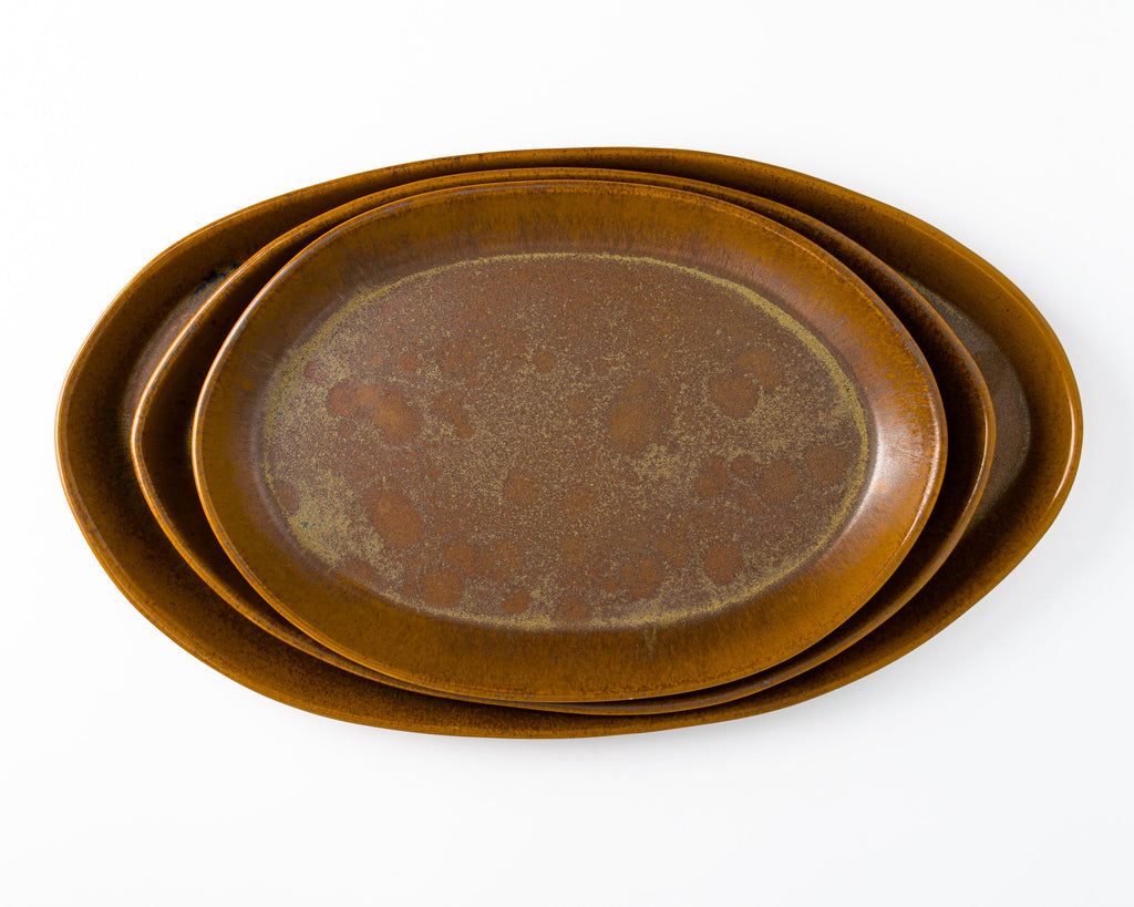 HAAND Oval Platter Set – 3-Piece Handcrafted Porcelain Serving Collection