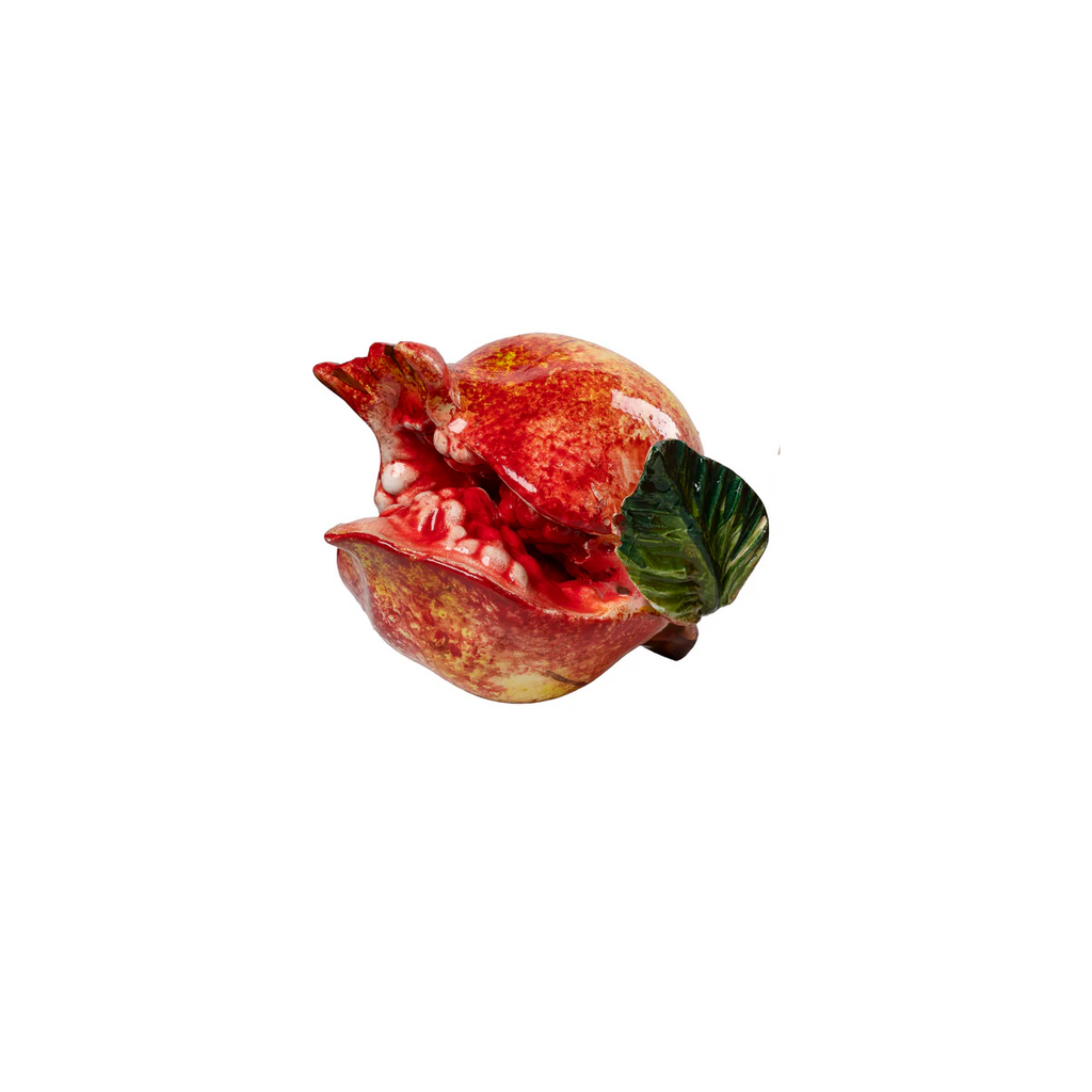 Red Ceramic Pomegranate – Hand-Painted Decorative Italian Fruit Accent