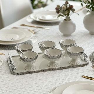 Porcelain Dessert Mugs with Tray