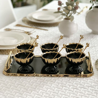 Porcelain Dessert Mugs with Tray