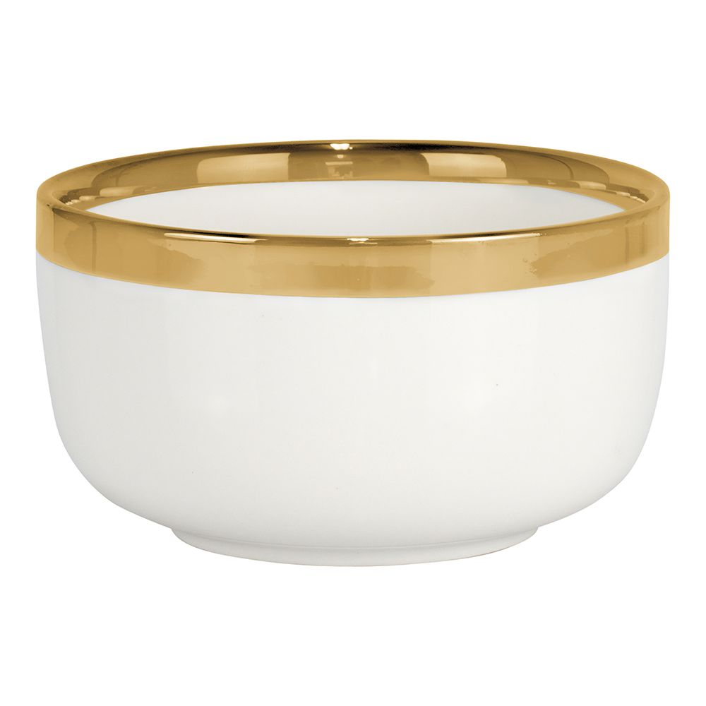 White Porcelain Dinnerware Set with Gold Accents – 16 Piece