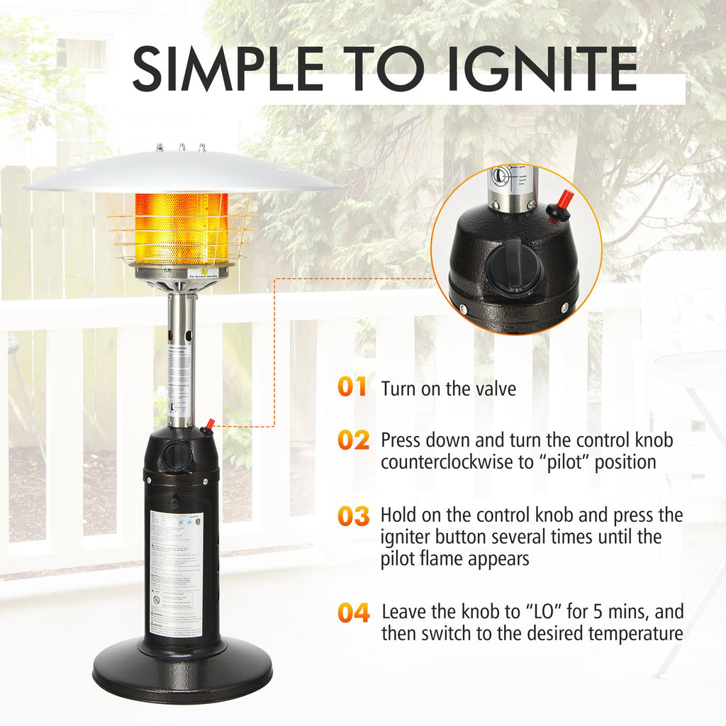 11,000 BTU Portable Tabletop Propane Patio Heater – Black