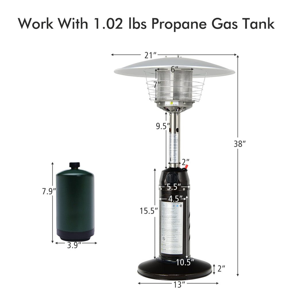 11,000 BTU Portable Tabletop Propane Patio Heater – Black