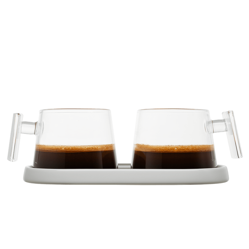 Glass Espresso Cup Set with Ceramic Coaster