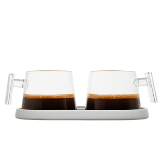 Glass Espresso Cup Set with Ceramic Coaster