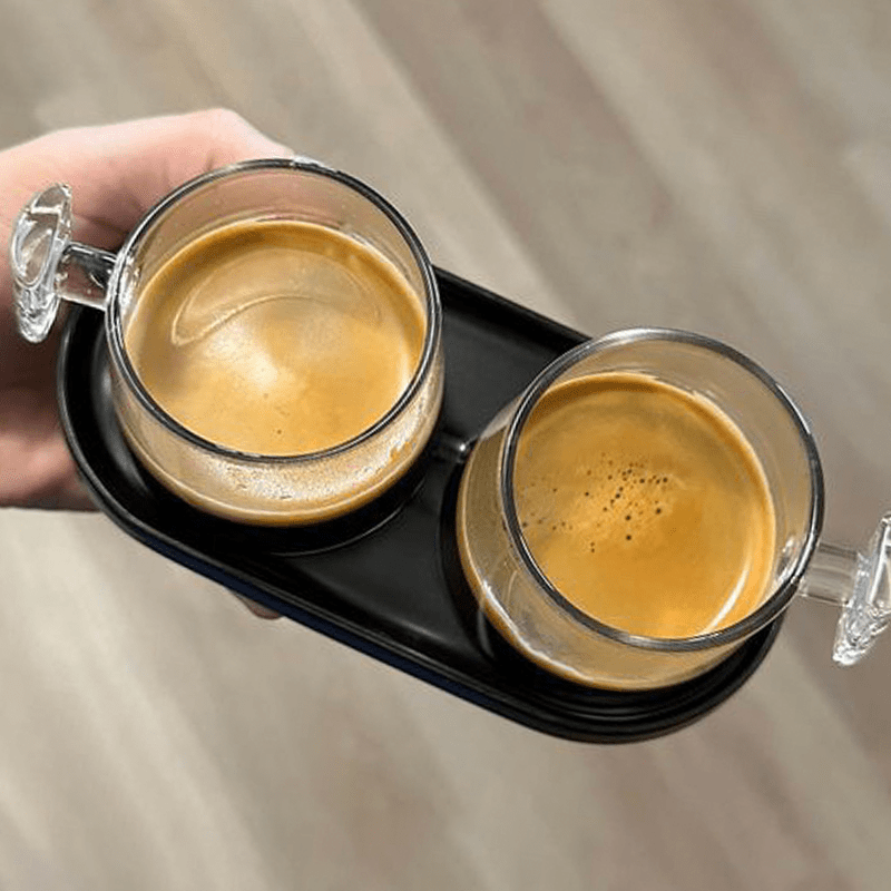 Glass Espresso Cup Set with Ceramic Coaster