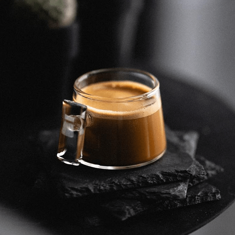 Glass Espresso Cup Set with Ceramic Coaster