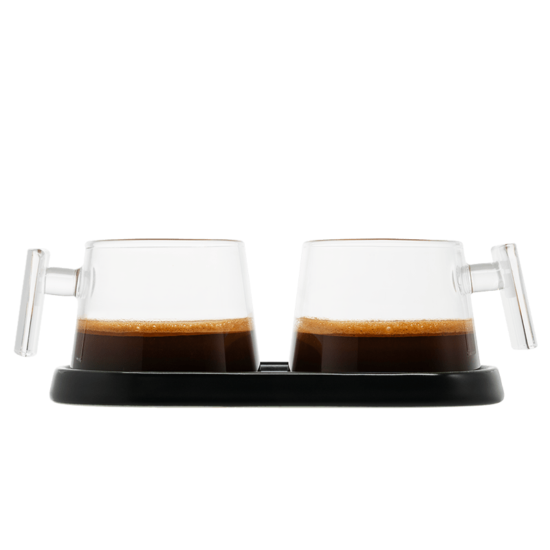 Glass Espresso Cup Set with Ceramic Coaster