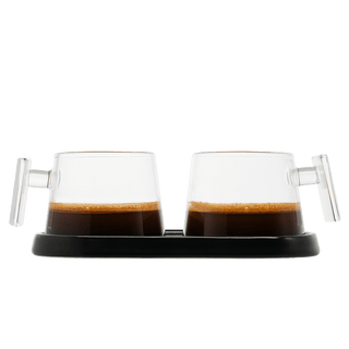 Glass Espresso Cup Set with Ceramic Coaster
