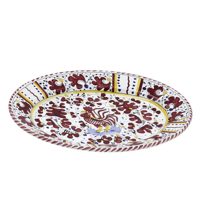 ORVIETO RED ROOSTER: Large Oval Platter
