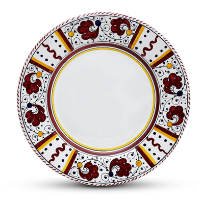 ORVIETO RED ROOSTER: 3 Pieces Dinnerware Place Setting - White Center