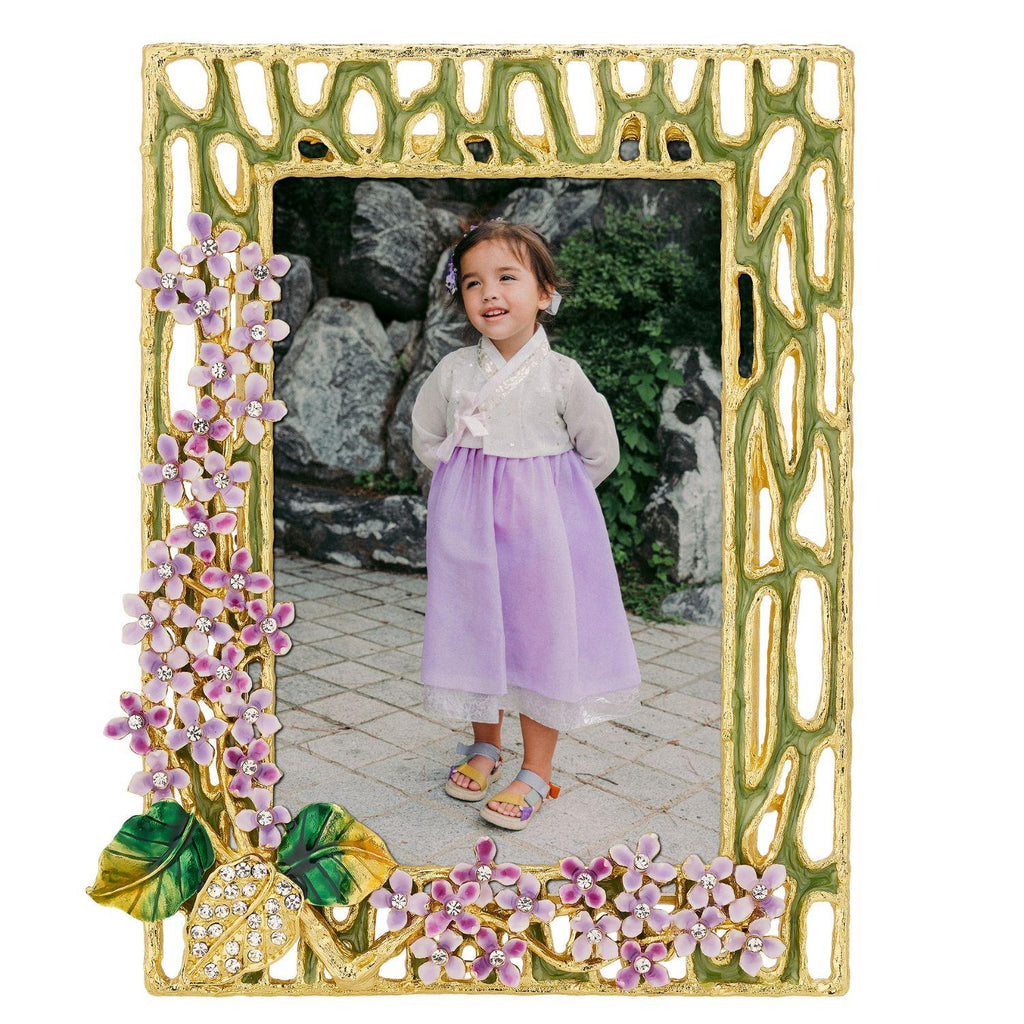 Corina Lilac Floral Crystal Picture Frame