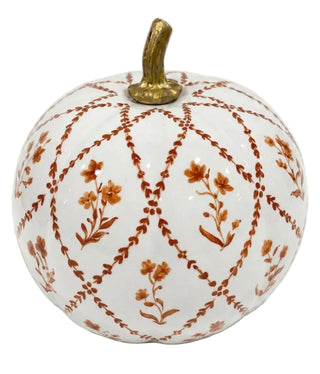 Rusty Red Garden Trellis Hand-Painted Metal Pumpkin – 6-Inch