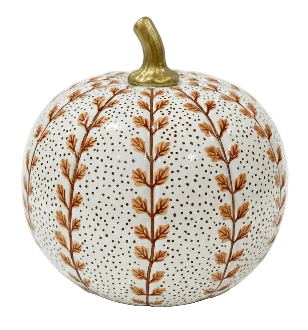 Rusty Red Meadow Sprig Metal Pumpkin – Available in Two Sizes
