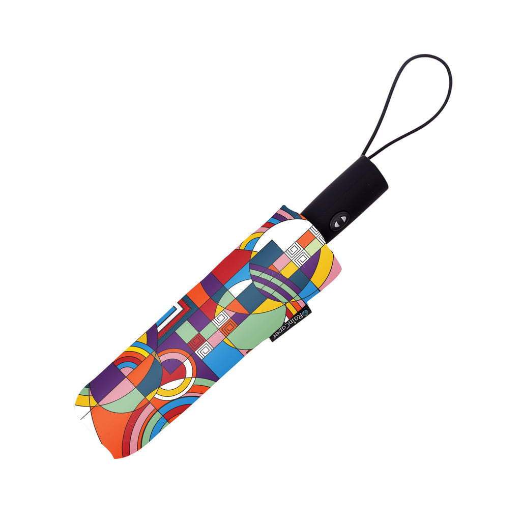 Frank Lloyd Wright Hoffman Rug Travel Umbrella – Compact, One-Touch Open & Close