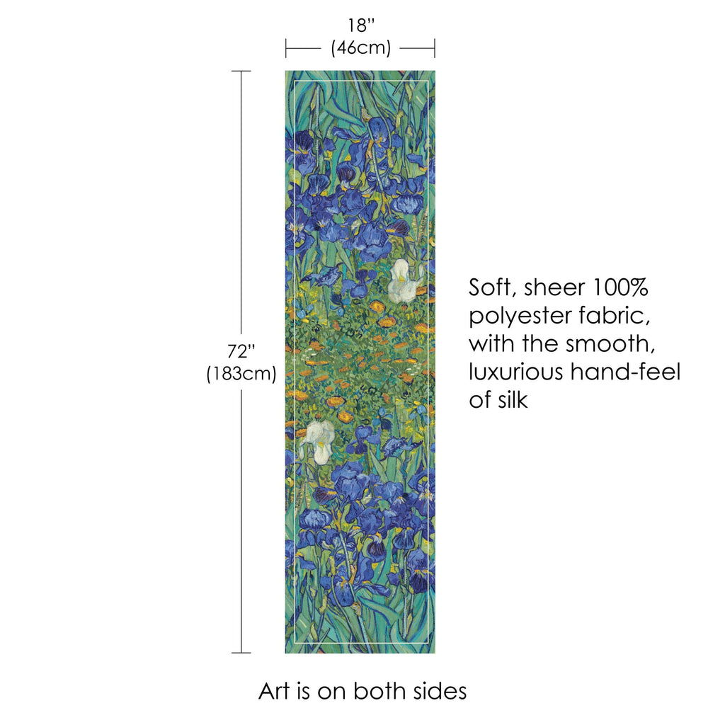 van Gogh Irises Long Sheer Scarf – Lightweight, Elegant, Silky-Soft