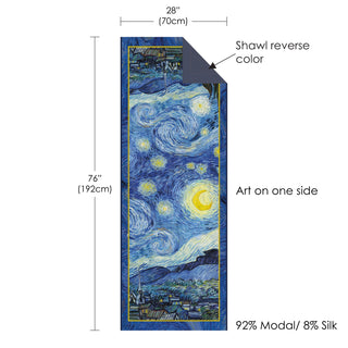 van Gogh Starry Night Silk Blend Shawl – Lightweight & Elegant Evening Wrap