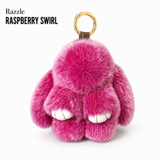 Bunny Lulu Rex Fur Key Chain Gift Set with Vintage Tin or Drawstring Bag