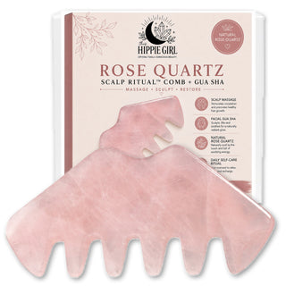 Rose Quartz Scalp Ritual™ Comb + Gua Sha – 2-in-1 Crystal Scalp & Facial Massage Tool