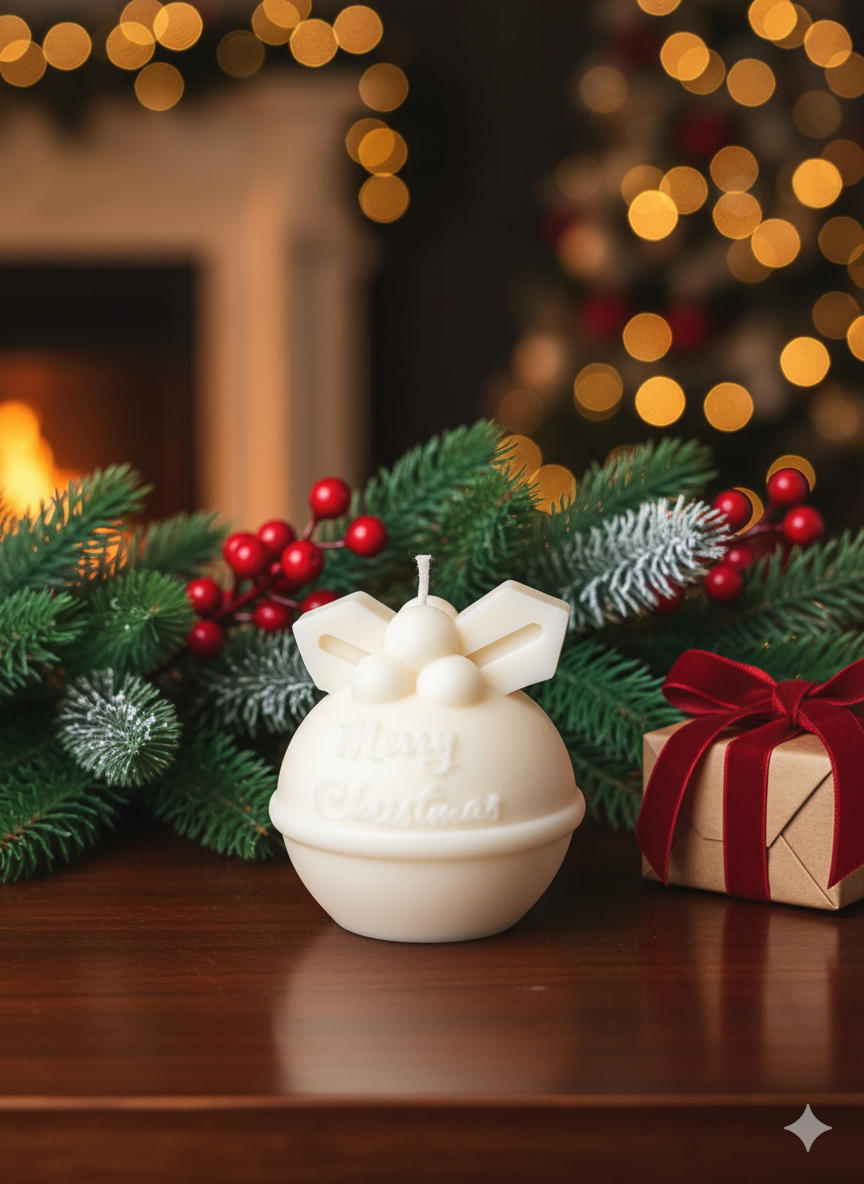 Round Bell Christmas Candle - Festive Holiday Decor for Your Home