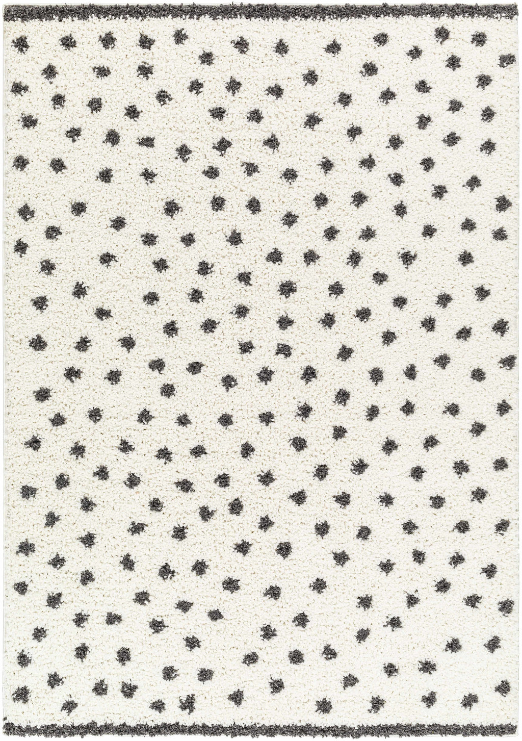 Chaia Dotted Black White Plush Rug – Modern Patterned Living Room Rug