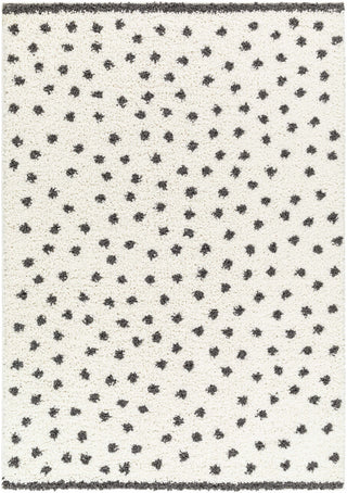 Chaia Dotted Black White Plush Rug – Modern Patterned Living Room Rug