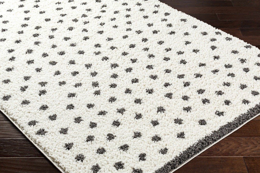 Chaia Dotted Black White Plush Rug – Modern Patterned Living Room Rug