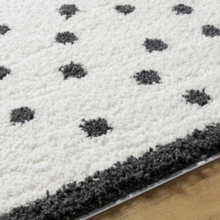 Chaia Dotted Black White Plush Rug – Modern Patterned Living Room Rug