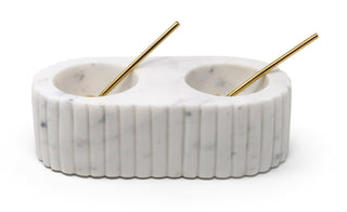 Marble Salt and Pepper Dish with Spoon