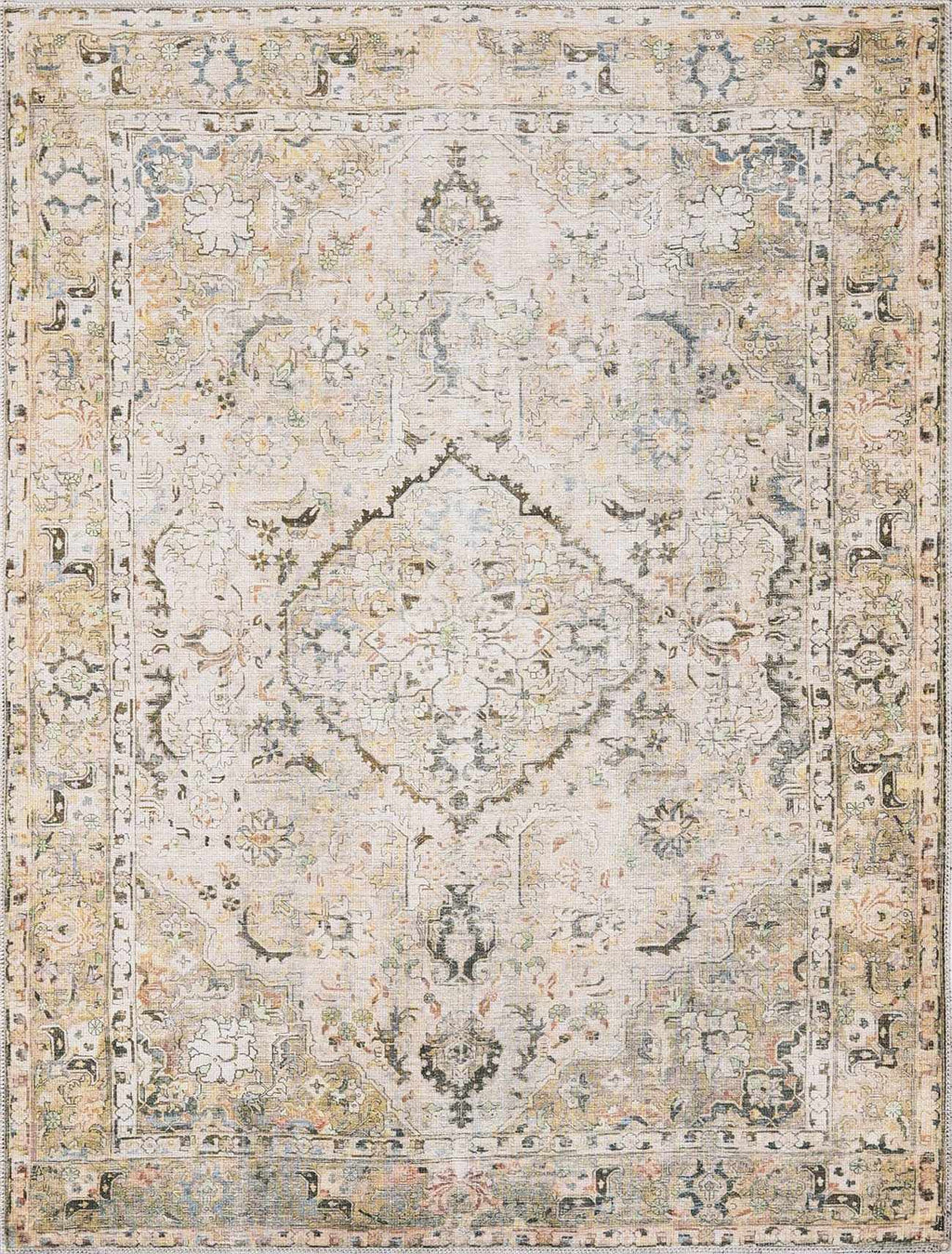 Standon Vintage Flat Pile Washable Rug – Low Pile Classic Home Carpet
