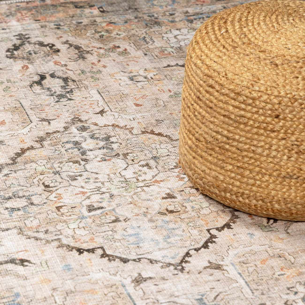 Standon Vintage Flat Pile Washable Rug – Low Pile Classic Home Carpet