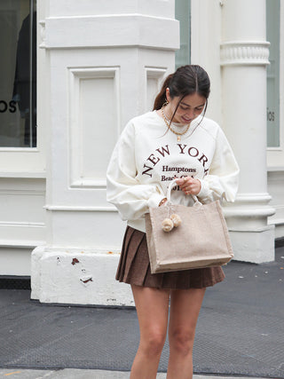 Jute Canvas Gift Bag With Pompom (S)