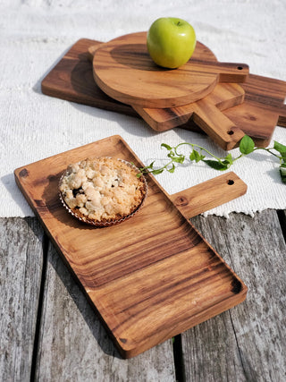 Hand-Carved Wooden Serving Tray | Natural Albizia Wood Board