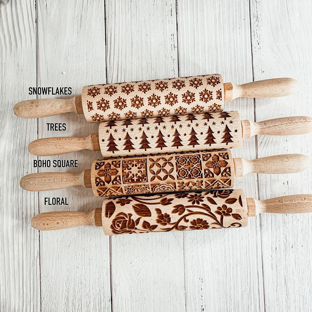 Easter & Spring Embossed Rolling Pin – Bunny, Floral, Boho & Egg Designs