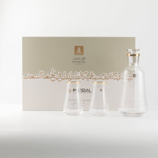 Mirral- Jug with 6 Tall glass cups - Gold