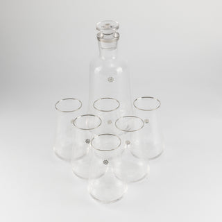 Mirral- Jug with 6 Tall glass cups - Silver