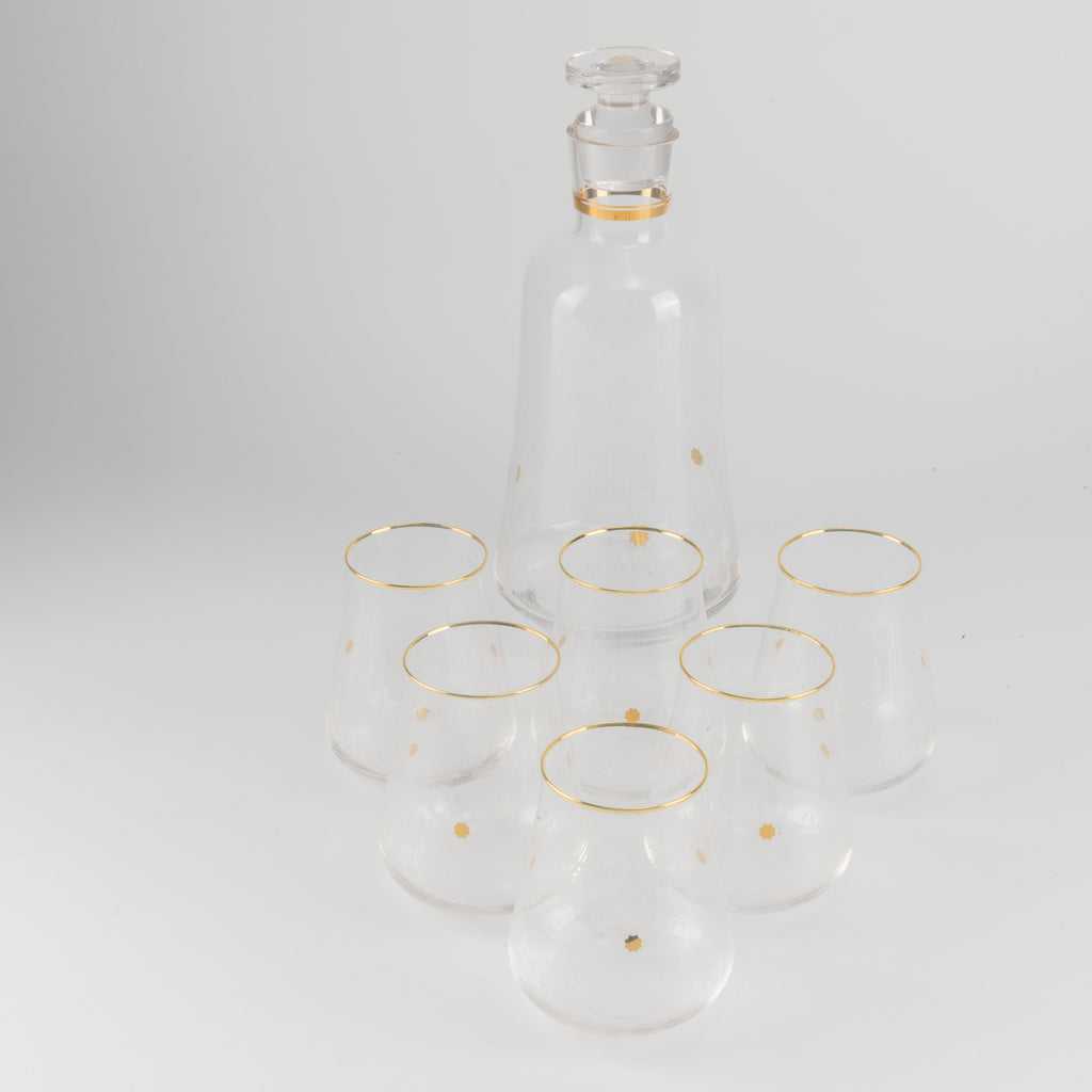 Nourhan - Jug with 6 Tall glass cups - Gold