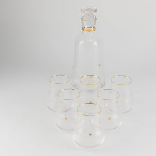 Nourhan - Jug with 6 Tall glass cups - Gold
