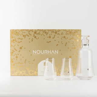 Nourhan - Jug with 6 Tall glass cups - Silver