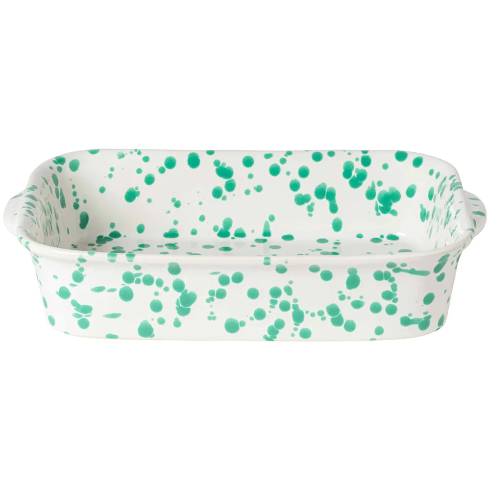Costa Nova Rafaela Rectangular Baker Sage Green and Tangerine Fine Stoneware