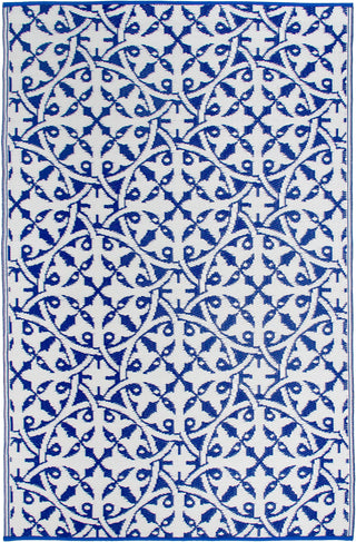 Dark Blue Farmhouse Reversible Outdoor Patio Rug