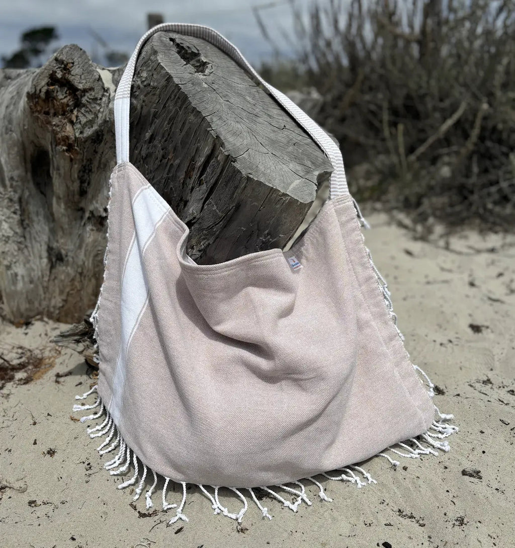 3-in-1 Cotton Beach Bag, Towel & Chair Cover – Solid Collection