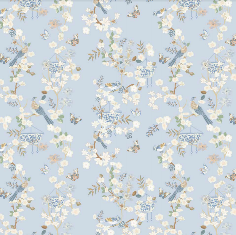 Pale Blue Chinoiserie Gift Wrap | Elegant Decorative Wrapping Paper